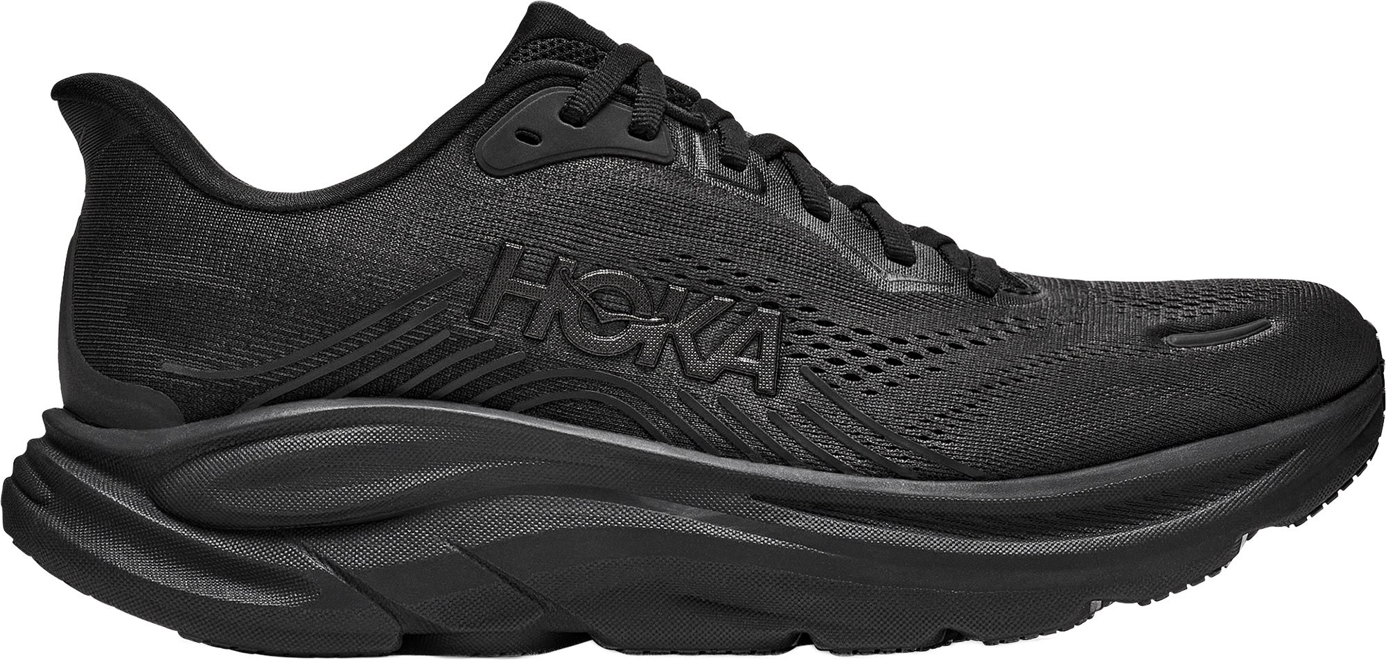 Hoka Clifton 11 WIDE FIT Mens Running Shoes - Black